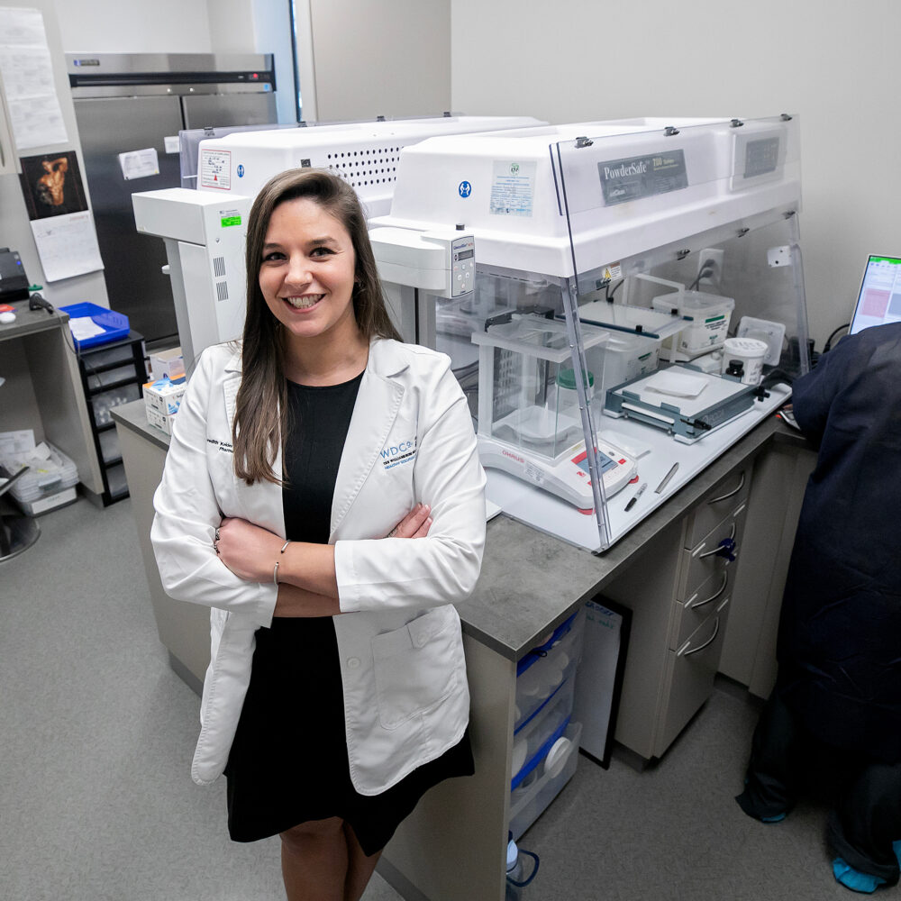Portrait of Meredith Kelderhouse, PharmD, compounding pharmacist at Williamsburg Drug Company
