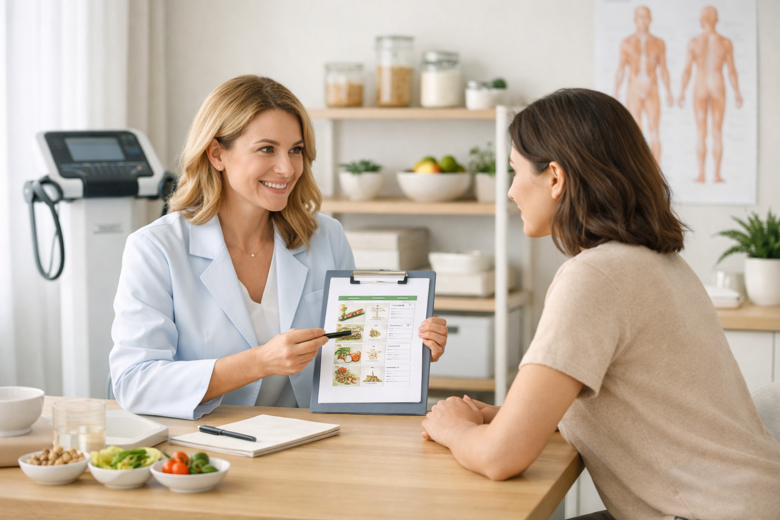 Patient discussing personalized medical weight management with a healthcare provider
